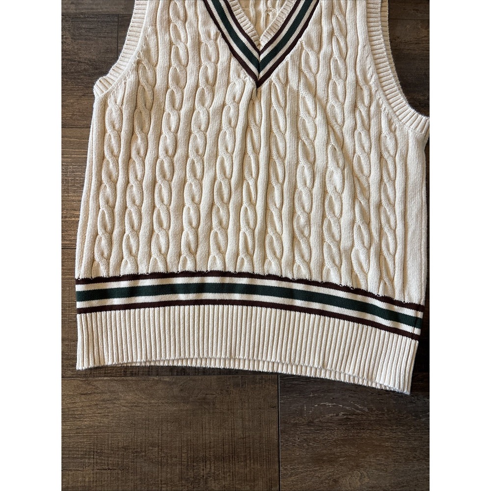 Spier & Mackay Sweater Vest Men Xl Beige Cable Knit Cricket Tennis Cotton - Picture 4 of 7